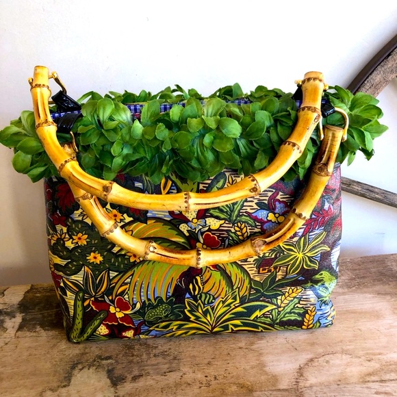 Tiki Hawaiian Pattern Print Leather Tote Bag main image 1